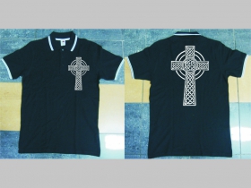 Gotický kríž čierna polokošela s bielym lemovaním okolo límčekov a rukávov